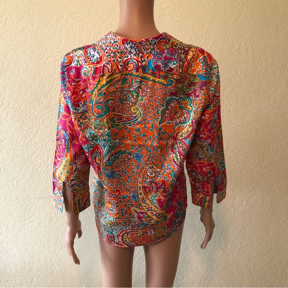 Lauren Ralph Lauren Petite Paisley Multicolored Button-Up Shirt Women’s Size PL - Picture 2 of 16